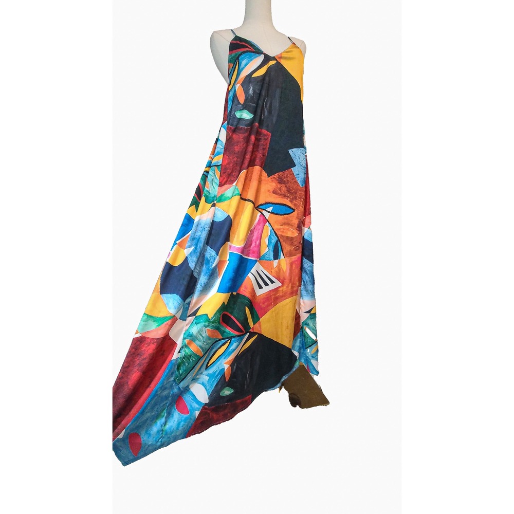 Nicole Miller New‎ York XS Abstract Print Sleeveless Maxi Dress - Picture 2 of 7